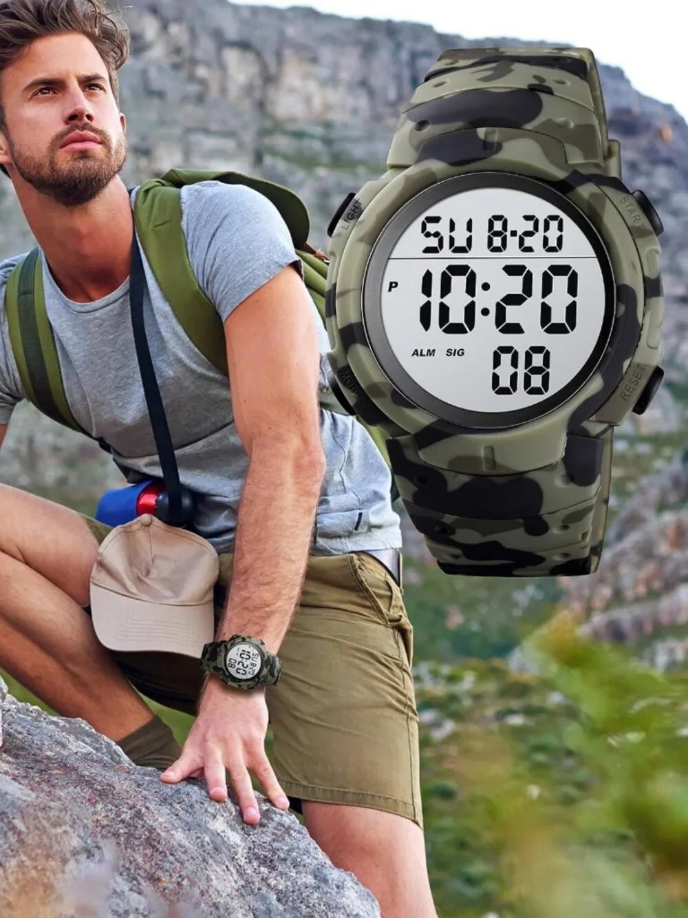 Waterproof Sport Digital Watch for Men, Referee Stopwatch, Fitness Tracker